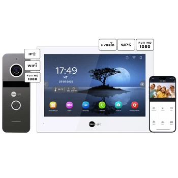 Комплект видеодомофона Neolight ALPHA Hybrid + SOLO IPW Graphite с уголком, PoE адаптер для вызовной панели