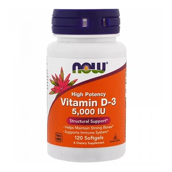 Вітамін Д-3, Vitamin D-3, Now Foods, високоефективний, 125 мкг (5000 МО), 120 гелевих капсулNOW-00372