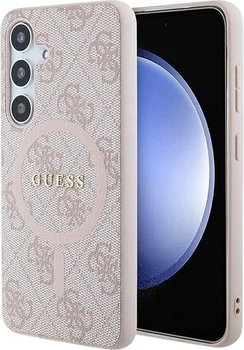 Etui plecki Guess 4G Collection Leather Metal Logo MagSafe do Samsung Galaxy S24 Pink (GUHMS24SG4GFRP)