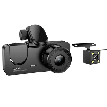Автомобільний відеореєстратор HOCO DI63 WiFi 145° 2" з трьома камерами HD 720P Black (17628)