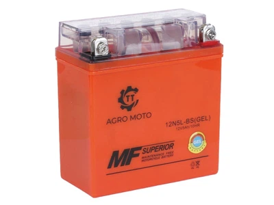 Аккумулятор гелевый TT AGRO MOTO 12N5L-BS 5АH на мопед Active, 119*60*129 мм, оранжевый
