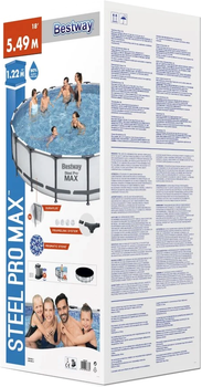 Каркасный бассейн Bestway Steel Pro Max 5 в 1 18 FT + 5-в-1 + насос + кришка + сходи 549 x 122 см (6942138983784)