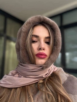 Косинка хустка норкова капор One Size горіховий