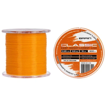 Леска Brain Classic Carp Line (solid orange) 600m 0.25mm 15lb 6.6kg