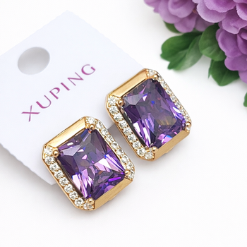 Серьги Xuping Jewelry длина 1.4см ширина 1.1см медицинское золото позолота 18К с1478