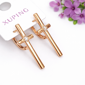 Серьги крестики Xuping Jewelry длина 2.4см ширина 1.1см медицинское золото позолота 18К с905