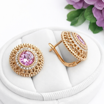 Серьги Xuping Jewelry длина 1.5см ширина 1.5см медицинское золото позолота 18К с1590
