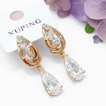 Серьги Xuping Jewelry длина 3см ширина 8мм медицинское золото позолота 18К с1604
