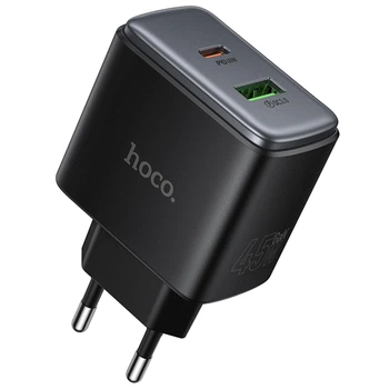 Сетевое зарядное устройство HOCO C158A Upgrade PD45W (1USB-A/1C) (Black) (245443)