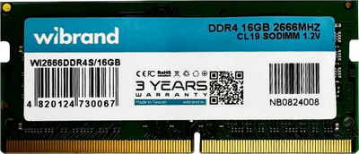 Оперативна пам'ять Wibrand 16GB SODIMM DDR4 2666MHz (WI2666DDR4S/16GB)