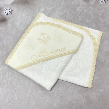 Крыжма "Милена" молочная 100×100 для девочки и мальчика