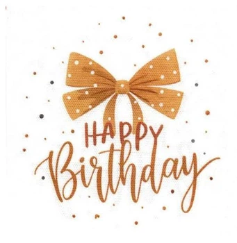 Серветки сервірувальні з малюнком Happy Birthday Бантик 20 штук паперові двошарові 33х33 см