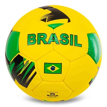 Мяч футбольный №5 PU Гриппи сшит вручную BALLONSTAR BRAZIL FB-0047-793 Желтый-зеленый