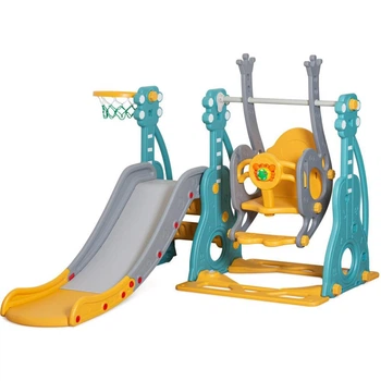 Дитячий ігровий комплекс Ariel Mealux KD-B252 Yellow/Blue/Grey гірка, гойдалка