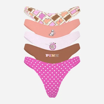 Набір трусиків танга жіночих бавовняних Victoria's Secret 473043490 S 5 шт Різні кольори (1159849945)