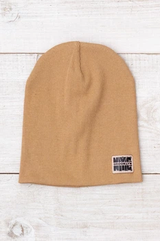 Демісезонна шапка для хлопчика в дрібний рубчик NoBrand Універсальний Бежевий (p-19056-226274)
