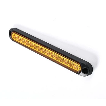 Светодиодный габаритный LED фонарь 15 диодов 250×28×19 мм (12–24V) желтого свечения (статичный/взрыв режим) для грузовиков и прицепов