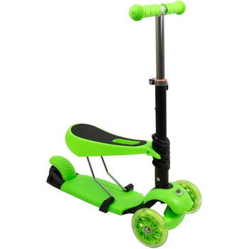 Детский самокат с сиденьем 3в1 Best Scooter до 40 кг, с подсветкой передних колес и регулируемой высотой руля, зеленый