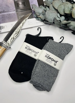 Чоловічі шкарпетки термо з вовни альпаки набір 2 пари Корона 41-47 Чорний Сірий