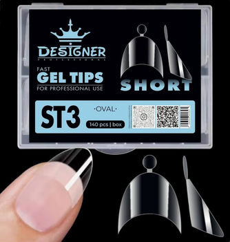 Арочні типи гелеві Дизайнер Short fast gel tips ST3 Oval для нарощування нігтів (120шт)