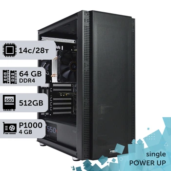 Рабочая станция PowerUp #369 Xeon E5 2680 v4/64 GB/SSD 512GB/NVIDIA Quadro P1000 4GB для 3D моделирования видеомонтажа рендеринга для инженеров и архитекторов