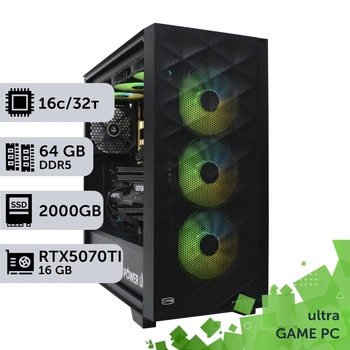 Игровой компьютер GamePC Ultra #568 Ryzen 9 9950 X3D/64 GB/SSD 2TB/GeForce RTX 5070Ti 16GB сборка для киберспорта современных игр стрима