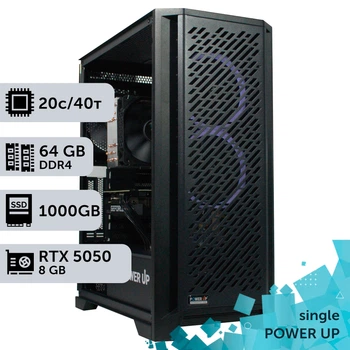Рабочая станция PowerUp #376 Xeon E5 2673 v4/64 GB/SSD 1TB/GeForce RTX 5050 8GB для 3D моделирования видеомонтажа рендеринга для инженеров и архитекторов