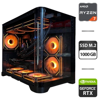 Сборка под заказ игровой ПК GameMax Hype-M Black Tower / AMD Ryzen 7 7700 (8 (16) ядер по 3.8 - 5.3 GHz) / 32 GB DDR5 / 1000 GB SSD M.2 / nVidia GeForce RTX 5070, 12 GB GDDR7, 192-bit / 750W