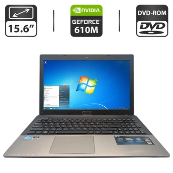 Ноутбук Asus K55 / 15.6" (1366x768) TN / Intel Core i3-3110M (2 (4) ядра по 2.4 GHz) / 8 GB DDR3 / 750 GB HDD / nVidia GeForce 610M, 2 GB GDDR3, 64-bit / WebCam / DVD-ROM б/у