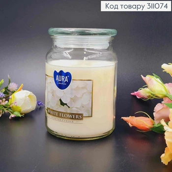 Аромасвічка в банці White Flowers, 500г, Bispol, 100 годин горіння