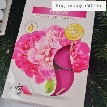 Аромасвічі таблетки, свічка із запахом Півонія 6 шт/4 години горіння, свічка Bispol