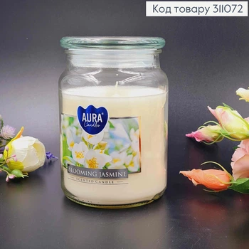Аромасвічка в банці Blooming Jasmine, 500г, Bispol, 100 годин горіння