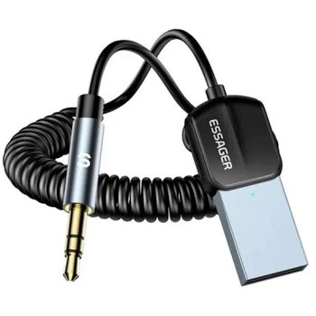 FM модулятор Essager Lingfeng Bluetooth 5.0 Aux Adapter Car Wireless Receiver USB (EBT-LF01-P)