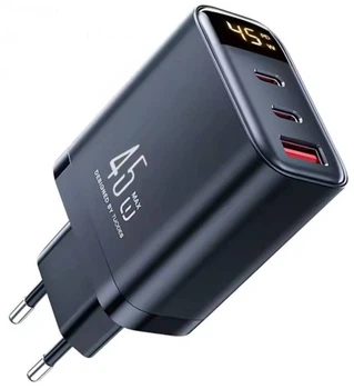Зарядний пристрій Блок Швидкої зарядки для телефону Tuodes K35 45W PD PPS QC 4.0 Fast Charging Вбудований LCD дисплей індикатор Інтелектуальний розподіл потужності GAN Зарядка для Samsung iPhone Xiaomi Redmi Huawei Black