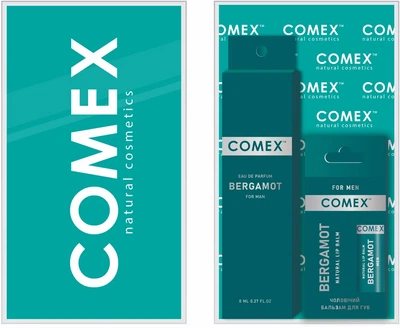 Подарочный мужской набор Comex Bergamot Бальзам для губ 5 мл + Парфюмированная вода 8 мл (2200875193977)