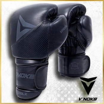 Боксерские перчатки V`Noks Boxing Machine 14 унций (Винокс) Черные, натуральная кожа премиум защита
