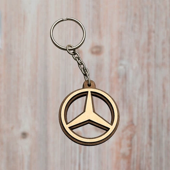 Деревянный брелок с логотипом Mercedes-Benz