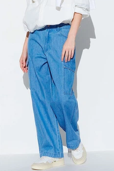 Брюки карго Uniqlo 42(S) Голубой джинс (126372)