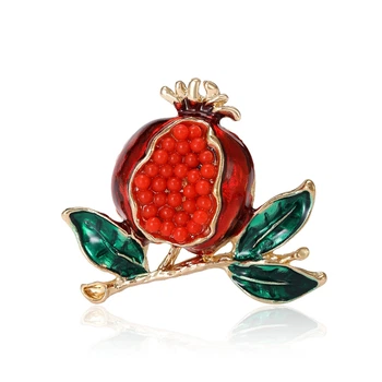 Брошь BROCHE бижутерия Фрукты Гранат с бусинами красная BRBF115271