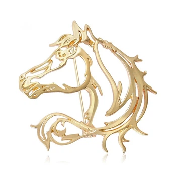 Брошь BROCHE бижутерия Животные Лошадь золотистая BRBF115281