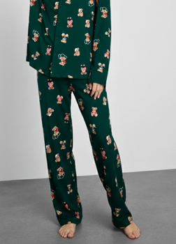 Женские пижамные штаны Primark Christmas Teddy Bear Bottoms L для дома и сна Зеленый (8831)