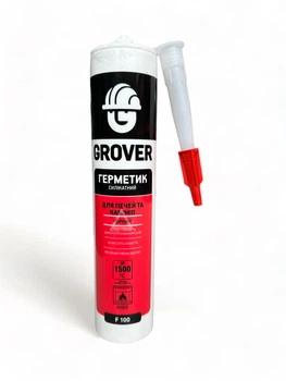 Герметик для печей та камінів 1500°C Grover F100 чорний 300 мл