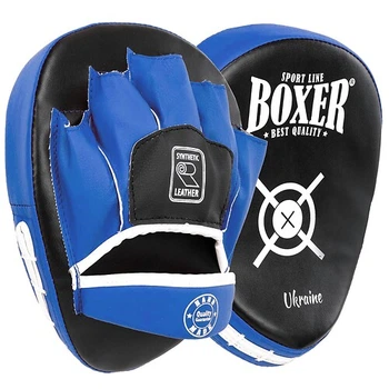 Лапа Изогнутая для бокса и единоборств 2шт 23x19x4см искусственная кожа BOXER черный-синий 2011-01
