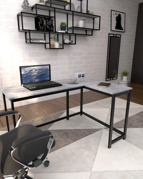 Письменный угловой стол в стиле лофт EcoLoft Контур DSP-1345-10 Бетон Миллениум
