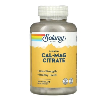 Цитрат кальцію та магнію, Solaray, Cal-Mag Citrate - 180 капсул (SOR-04525)