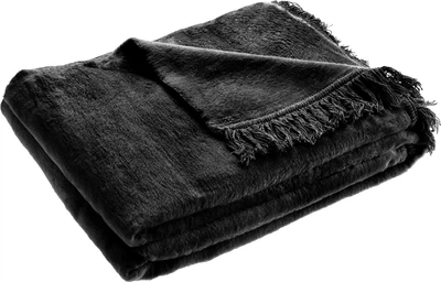 Koc Kadax bawełniany z frędzlami czarny 150 x 200 cm (5903699409282)