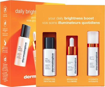 Zestaw do pielęgnacji twarzy Dermalogica Daily Brightness Boosters Codzienny środek oczyszczający z kwasem glikolowym 30 ml + Serum Biolumin C-Serum 10 ml + Żel Biolumin-C 15 ml (666151112728)