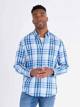 Сорочка бавовняна чоловіча U.S. Polo Assn 11H0308-XF00A(Sedona Blue Heather) L Блакитна (786662490303)