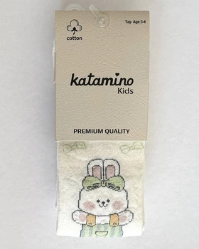 Детские хлопковые колготки Katamino Funus с зайчиком Белые 98-104 / 3-4 года