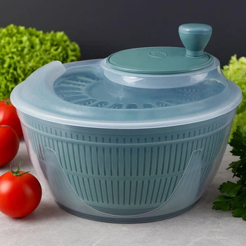 Центрифуга для сушки зелени и овощей 4.75 л с корзиной пластиковая 25х15 см Зеленая для салата быстрое удаление влаги кухонный девайс